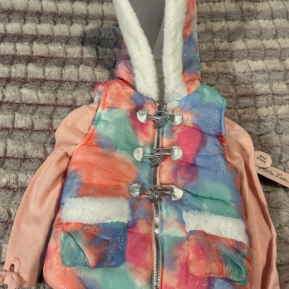 Little Lass Colorful Hoodie , t shirt  & leggings Set size 4 - Picture 2 of 10